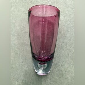 Vintage Pink Sommerso Art Glass Vase with Air Bubble.